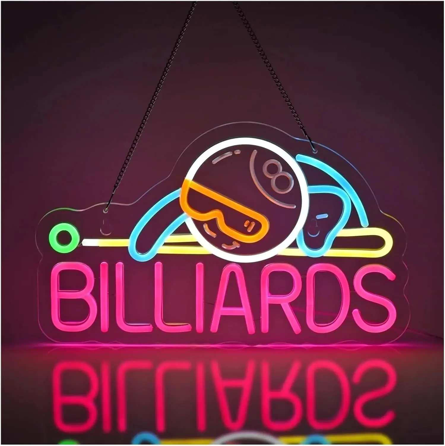 Billiards 8 Ball LED Neon Sign - Outdoor Sports Hall review and price